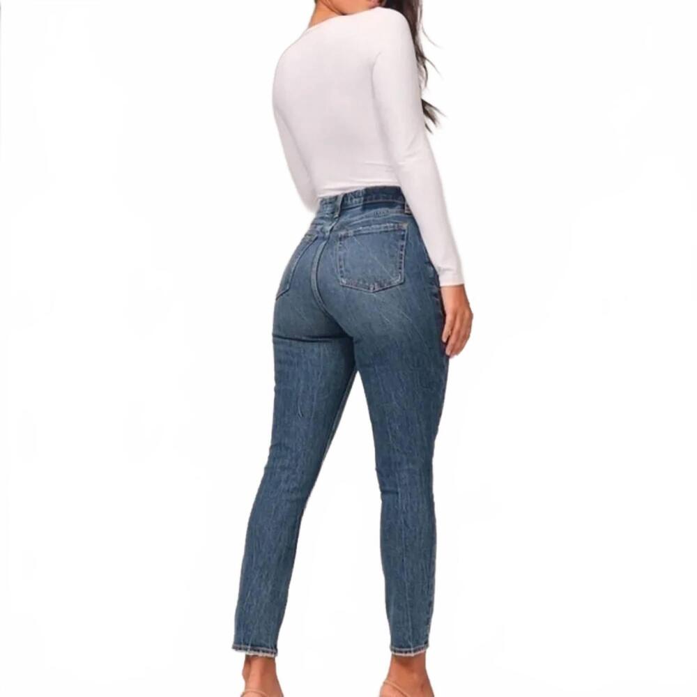 NEW ABERCROMBIE & FITCH women's ultra high rise ankle straight jeans - regular i - Picture 4 of 6